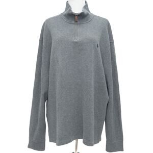 Ralph Lauren Gray 1/4 Quarter Zip Gray Sweater Sweatshirt Size XL